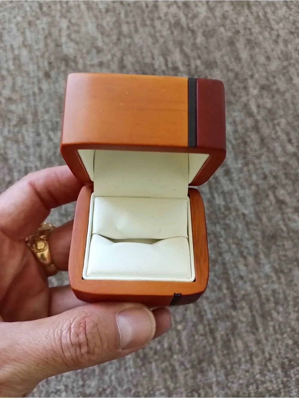 Texas wood single Ring jewelry gift box